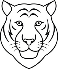 Tiger Head Line Art