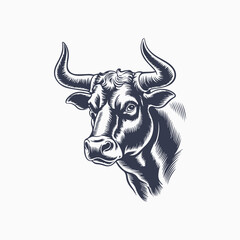 Naklejka premium Vintage Bull Illustration – Strong Retro Animal Ar