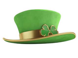 Isolated Green Top Hat With Gold Trim And Shamrock Illustration