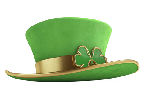 Isolated Green Top Hat With Gold Trim And Shamrock Illustration