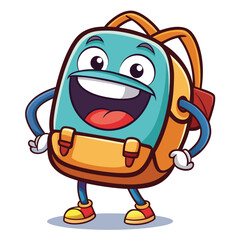 Obraz premium Cartoon backpack with a happy expression