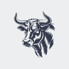 Vintage Bull Illustration – Strong Retro Animal Ar