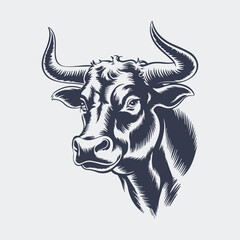 Naklejka premium Vintage Bull Illustration – Strong Retro Animal Ar