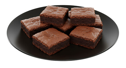 Stack of chocolate brownies placed on a black plate looking rich, fudgy, and sweet, perfect for...