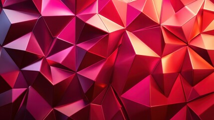 Vibrant crimson and gold polygonal design.