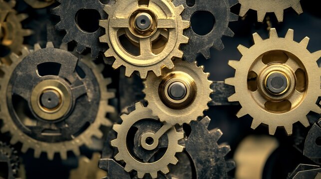 Competitive analysis clockwork gears showing interconnected business strategies market advantage