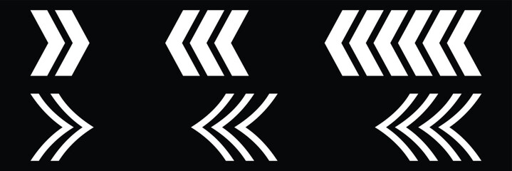 Stacked and chevron arrows icon black and white directional symbols vector