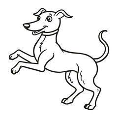 Dancing Dog Outline Vector Illustration