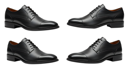 Black formal leather shoes placed neatly on a white background looking classic, stylish, and perfect for business, events, formal wear, and professional outfits.