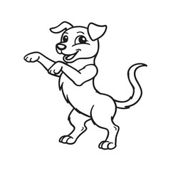 Dancing Dog Outline Vector Illustration