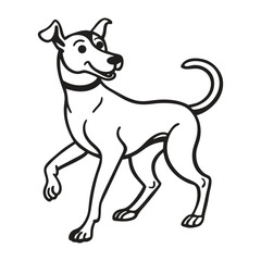 Dancing Dog Outline Vector Illustration