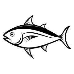 Minimalist Tuna Fish Vector Black Silhouette High-Resolution Black Design Isolated on Clear Background