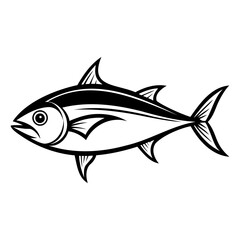 Minimalist Tuna Fish Vector Black Silhouette High-Resolution Black Design Isolated on Clear Background