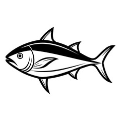 Tuna Fish Silhouette Vector Black Illustration Isolated on Transparent Background