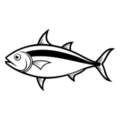 Tuna fish black silhouette vector illustration isolated on transparent background