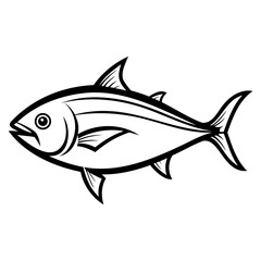 Tuna fish black silhouette vector illustration isolated on transparent background