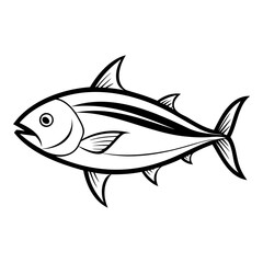 Tuna Fish Silhouette Vector Black Illustration Isolated on Transparent Background