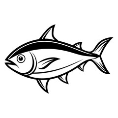 Obraz premium Tuna fish black silhouette vector illustration isolated on transparent background
