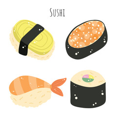 sushi, japanese food, vector, food