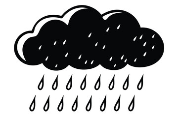 Dark raincloud with heavy downpour depicted in black and white drawing