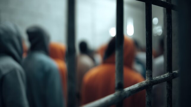 Inmates behind bars in jail