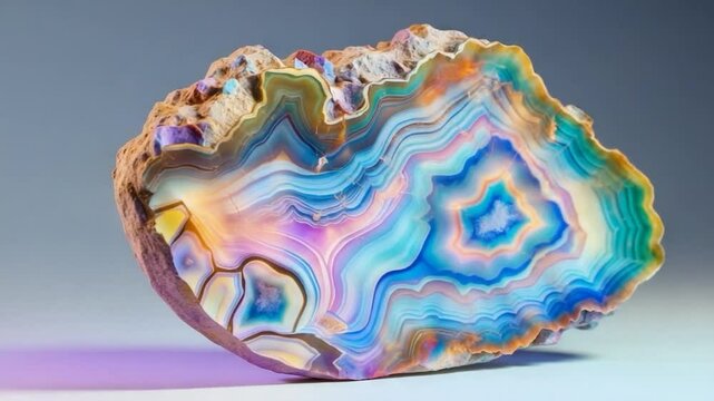 A stunning multicolored jasper displaying watercolor-like patterns is found in a deposit.