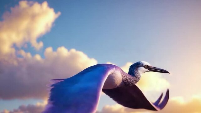 Mature female frigate bird soaring in a clear deep blue sky