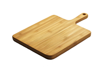 Wooden cutting board food prep tool on white background