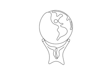Earth globe one line drawing of world map minimalist vector illustration isolated out line vector
