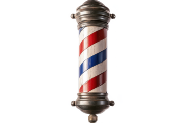 Classic barber pole isolated shot on white background