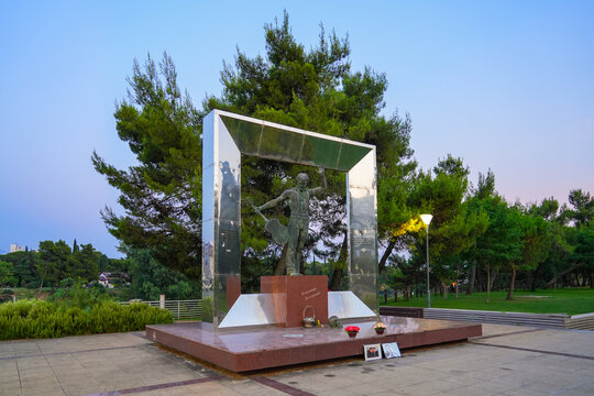 Vladimir Vysotsky Monument in Podgorica, the capital city of Montenegro - Tribute to a famous Soviet singer, songwriter, poet, and actor in the Balkans