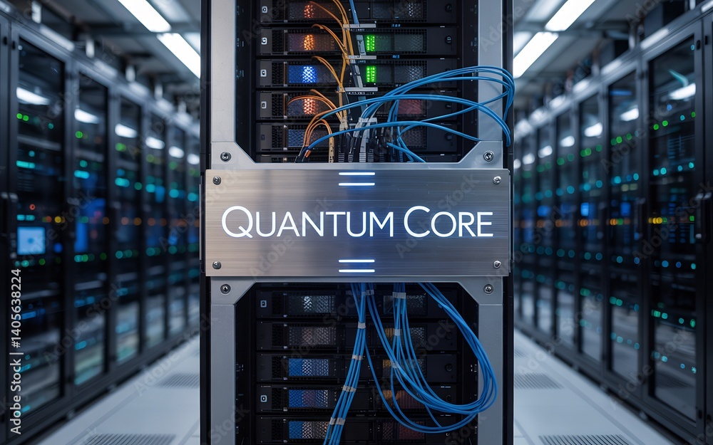 Poster a state-of-the-art server room with advanced computing technology