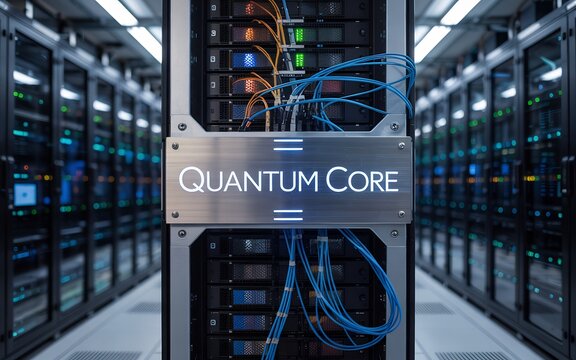 A state-of-the-art server room with advanced computing technology  - Powered by Adobe