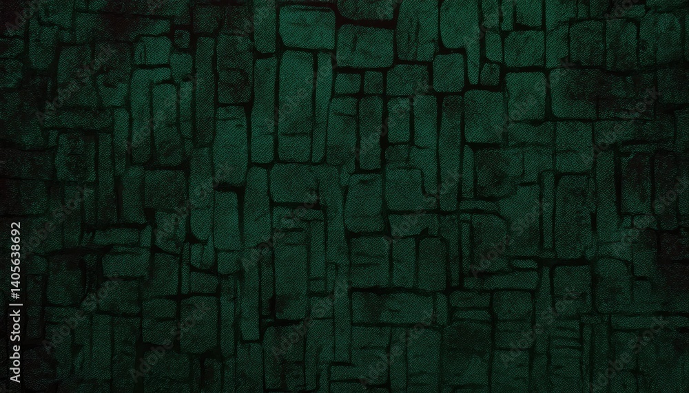 Poster ancient green stone wall texture for medieval game background, fantasy dungeon design, or 3d modelin