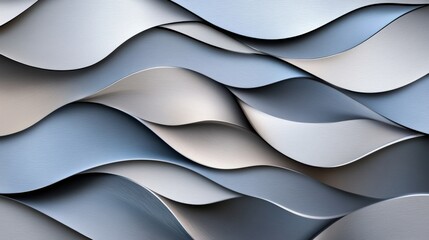A smooth metallic wave pattern inspired by sheet metal manufacturing, forming a sleek industrial texture