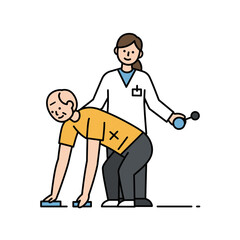 Fototapeta premium Physical Therapy Session: An illustrative depiction of a physical therapist guiding a patient through a recovery exercise, showcasing rehabilitation and care.