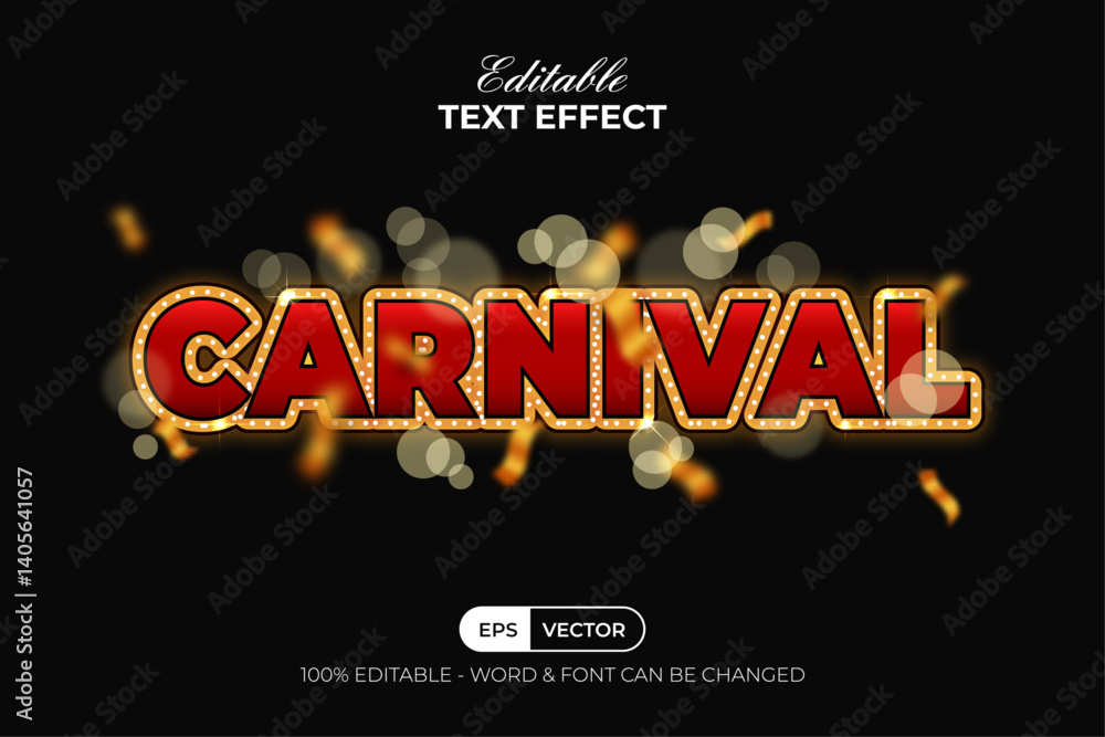 Poster carnival text effect light party style. editable text effect.