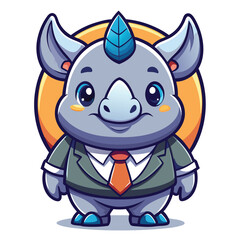 Cute rhino in a suit