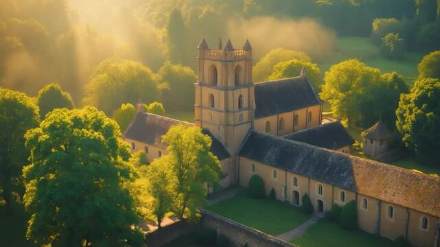 Abbey seen from above during summer