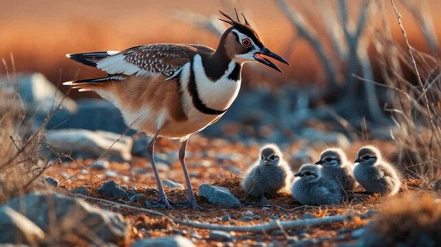 Adult Killdeer mimicking injury to shield its offspring