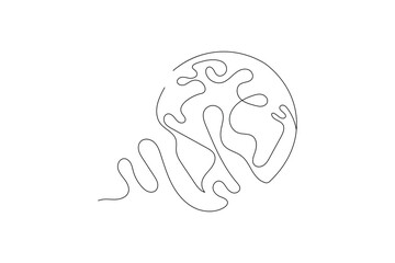 Earth globe one line drawing of world map minimalist vector illustration isolated out line vector
