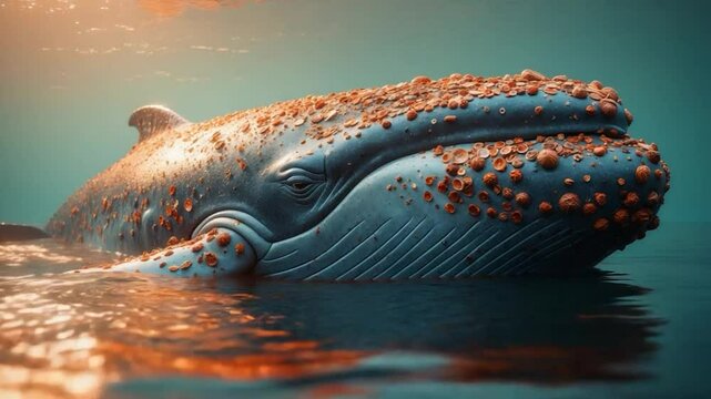 Mature male gray whale adorned with barnacles