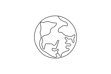 Earth globe one line drawing of world map minimalist vector illustration isolated out line vector
