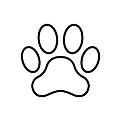 Dog paw print outline icon vector flat illustration design. Dog paw line art.