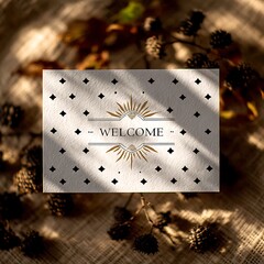 Autumnal Welcome Card Design with Botanicals of excellence in splendor beyond compare with grace.