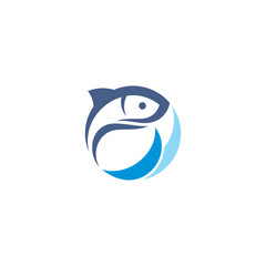 fish logo with water wave elements in flat design