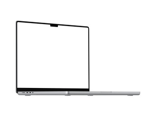 MacBook Pro 2024 Silver with Blank Screen, Isolated side view