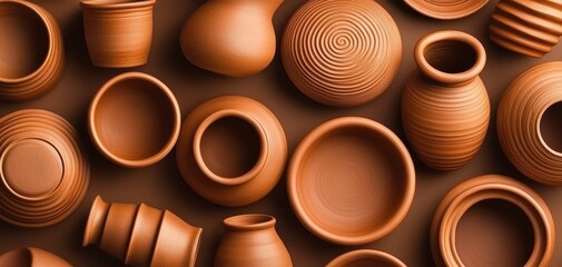 A seamless pattern featuring rustic handmade pottery design suitable for various creative projects.