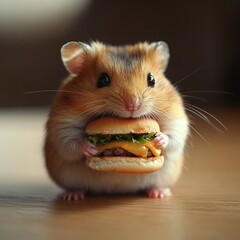  Hamster Eating A Sandwich On The Table