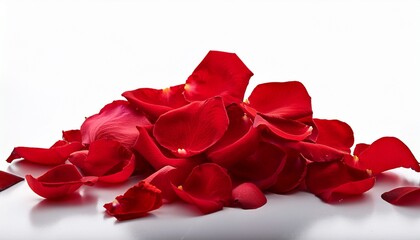 loose red rose petals scattered on white surface